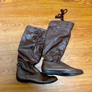 Brown Leather Knee-High Boots